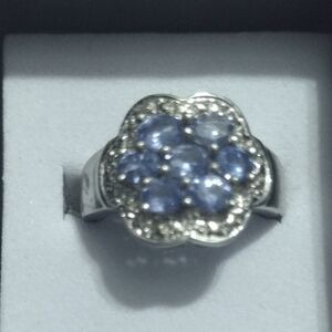 Natural Tanzonite Stones Set In Sterling Silver Ring New No Tags Size 6